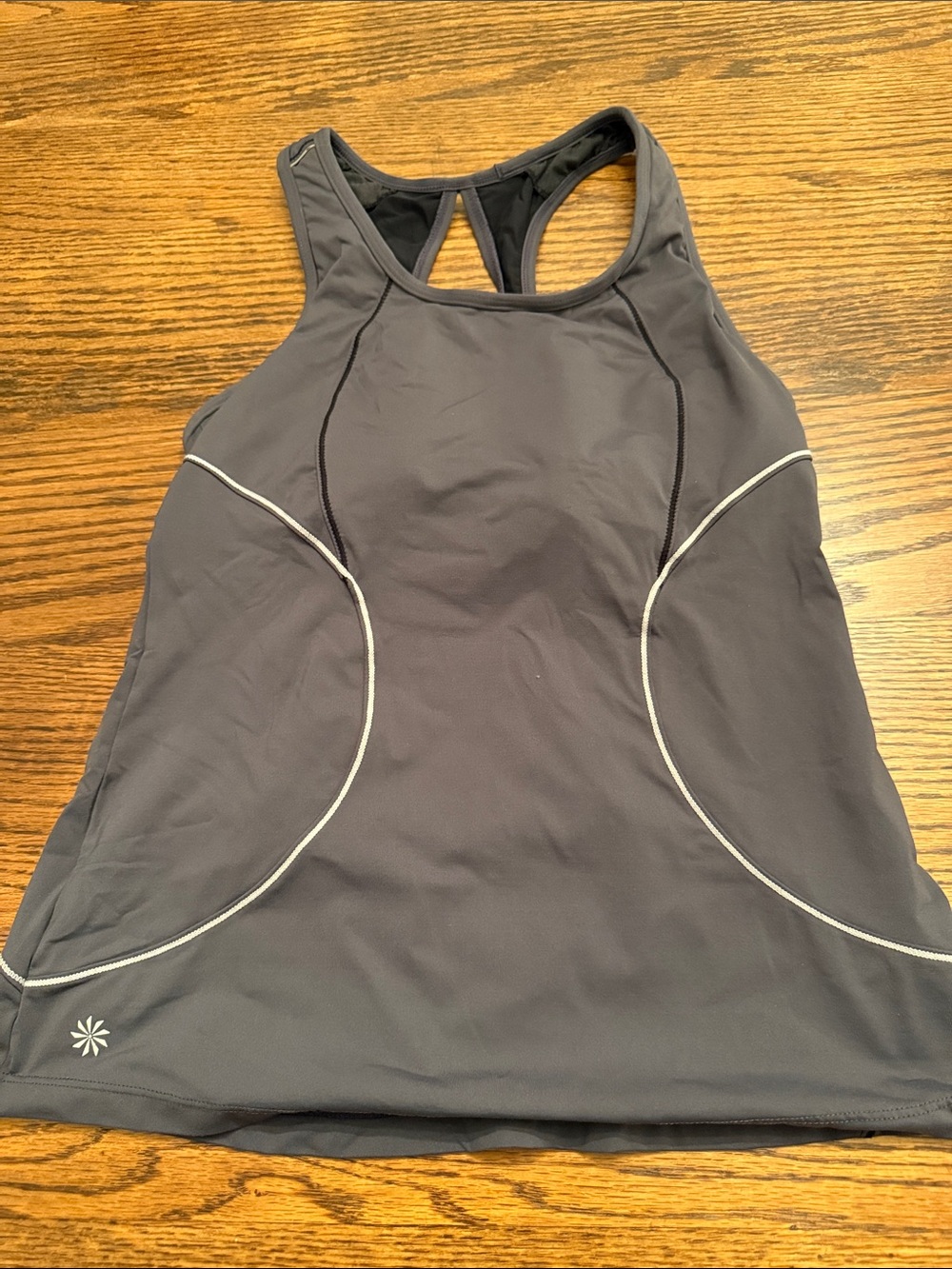 Athleta Cycling Running Tank Top Built In Bra Rear Zip Pocket Gray M